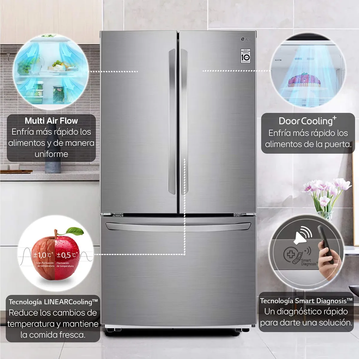 LG - Nevecón French door LG 816 lt Netos GM78BGP