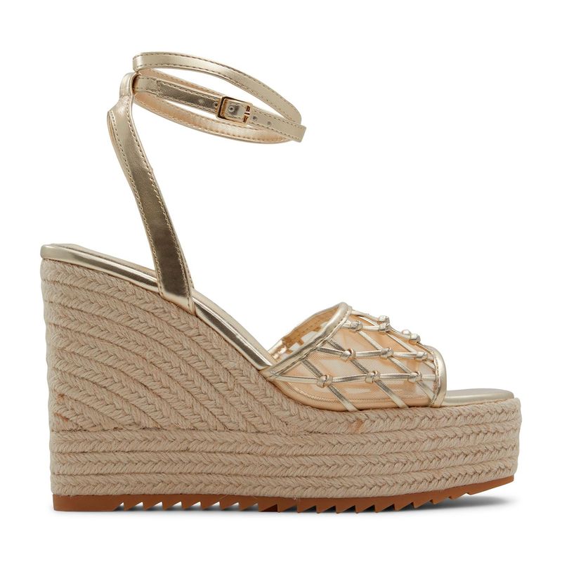 ALDO - Sandalias para mujer con tacón corrido. Sandalias Aldo doradas de moda para mujer
