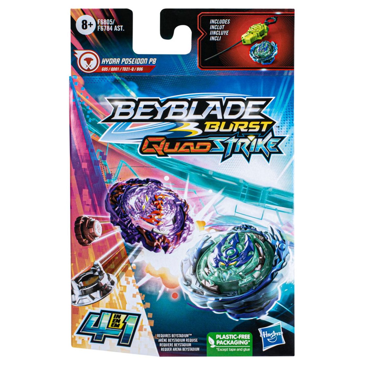 BEYBLADE - Juguete didáctico Trompo Beyblade Burst QuadStrike Hydra Poseidon P8 Tipo Equilibrio