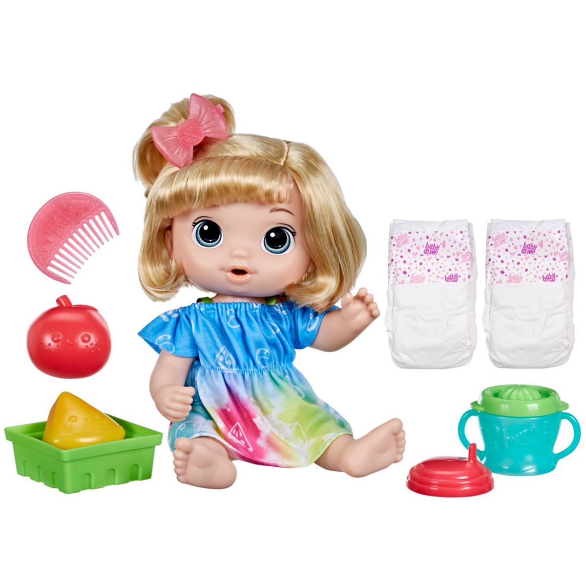 BABY ALIVE - Muñeca Baby Alive Bebida de Frutas Manzana Cabello Rubio