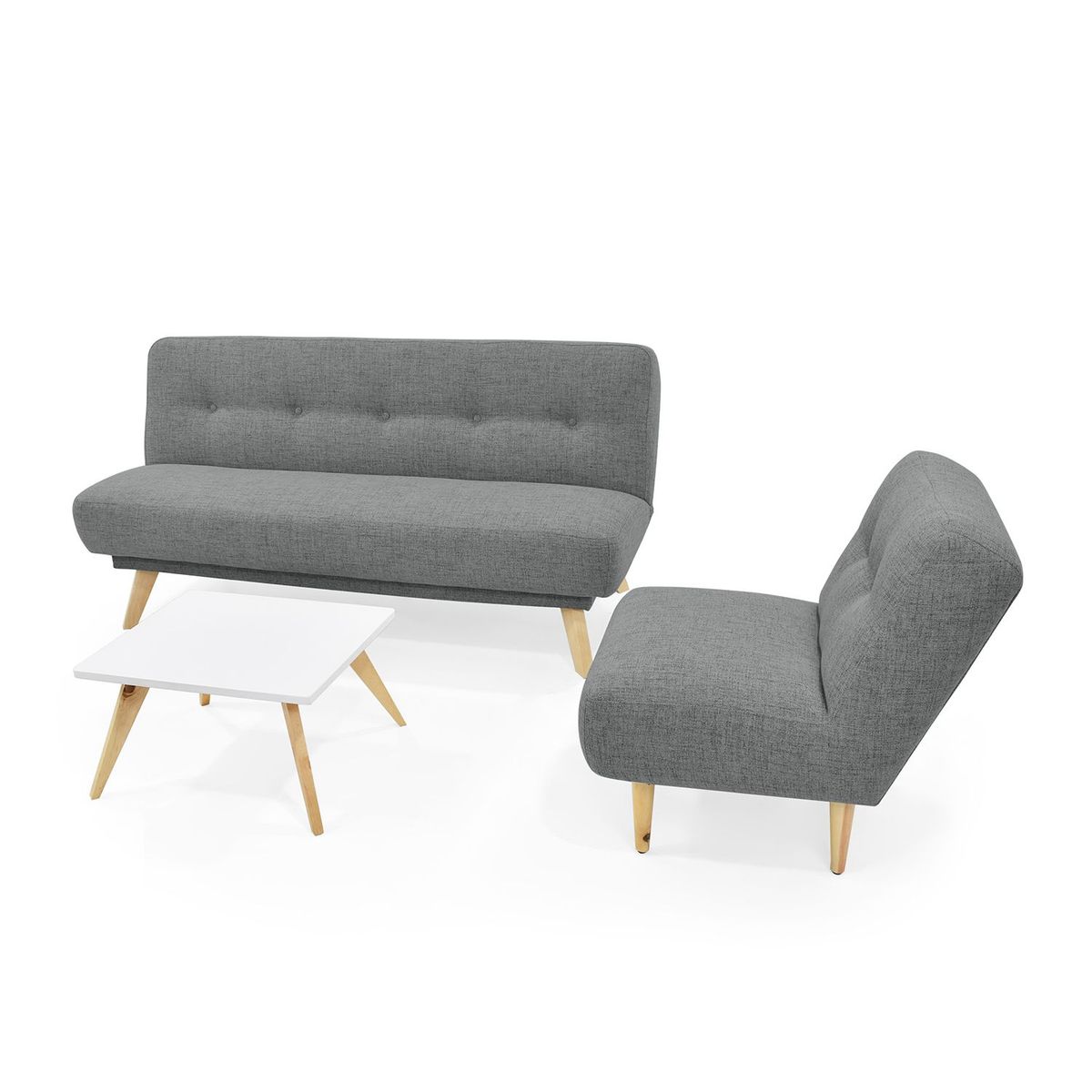 MICA - Juego de Sala Moderno en Poliéster (Sofá Cama + Poltrona + Mesa de Centro) Croacia Belice Mica