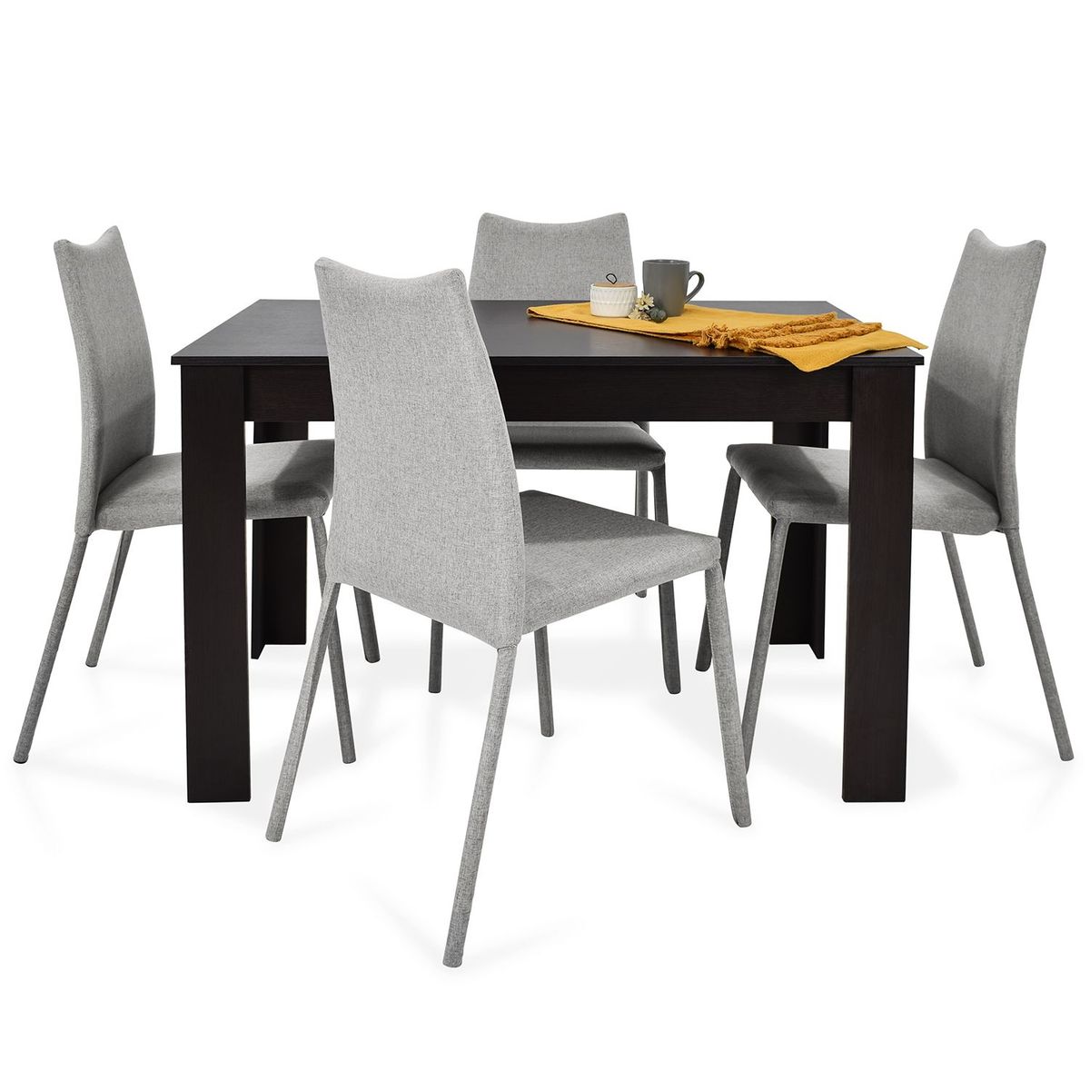 ROCA - Juego de Comedor Moderno para 4 Personas (Comedor + 4 Sillas) Mica