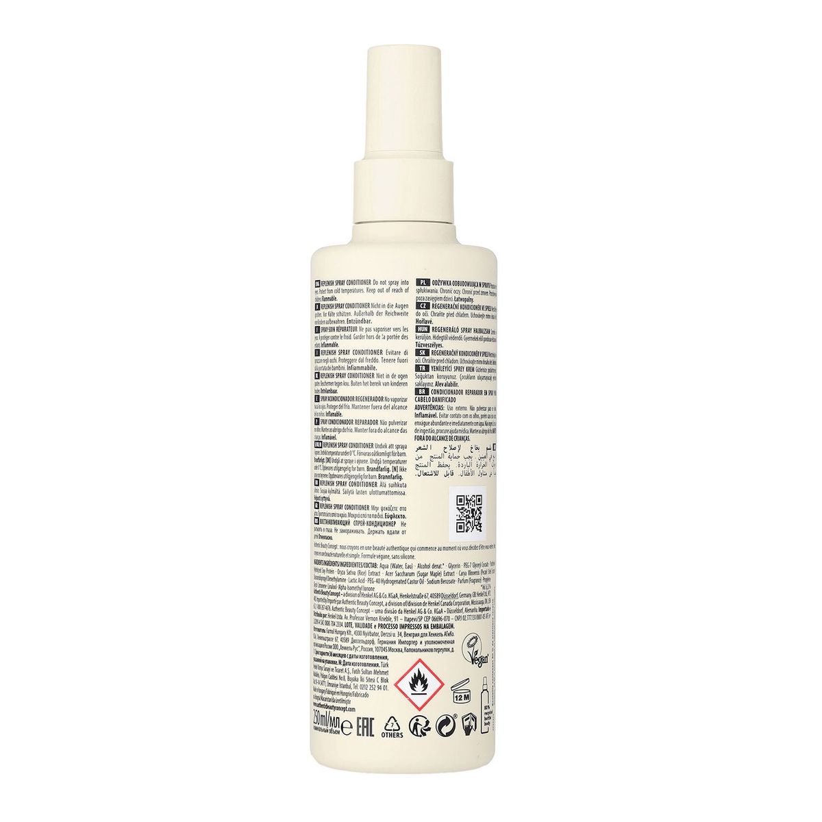 AUTHENTIC BEAUTY CONCEPT - Acondicionador Spray Authentic Beauty Concept Replenish para Cabello Maltratado Reparación 250 ml