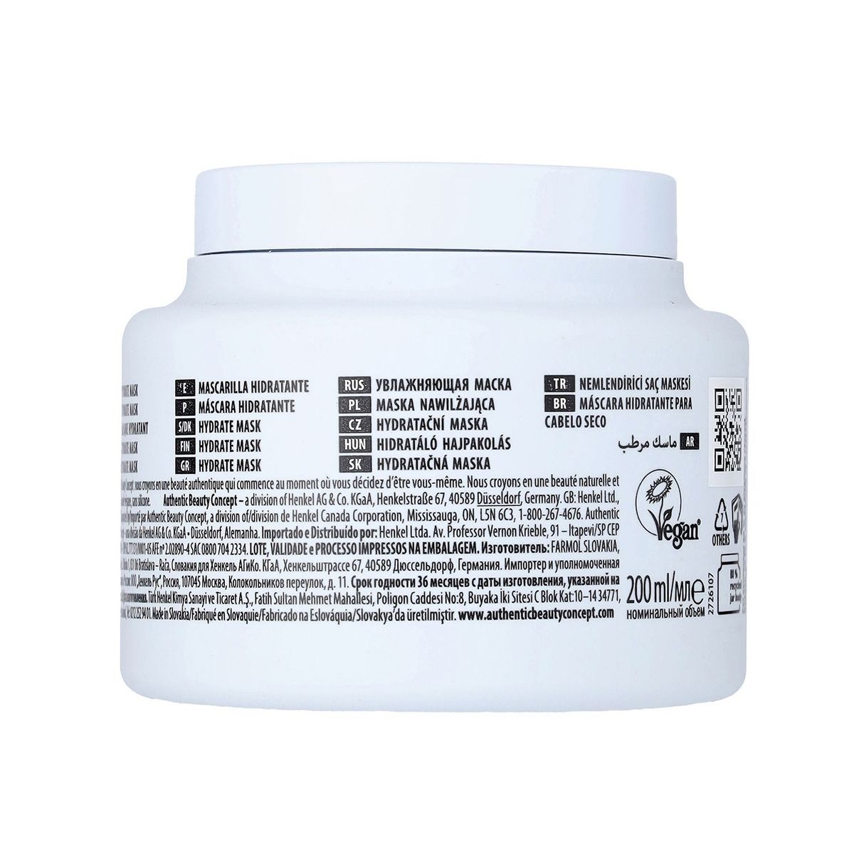 AUTHENTIC BEAUTY CONCEPT - Mascarilla Capilar Authentic Beauty Concept Hydrate para Cabello Seco Hidratación 200 ml