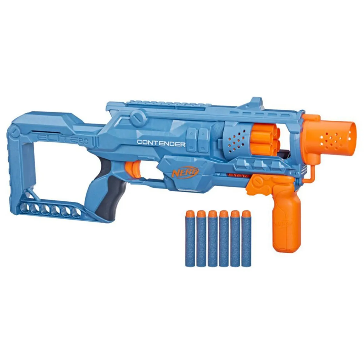 NERF - Lanzador Nerf Elite 2.0 Contender, incluye (Lanzador y 6 dardos). A partir de 8 años