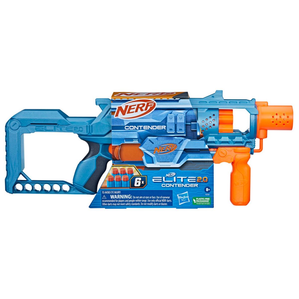 NERF - Lanzador Nerf Elite 2.0 Contender, incluye (Lanzador y 6 dardos). A partir de 8 años