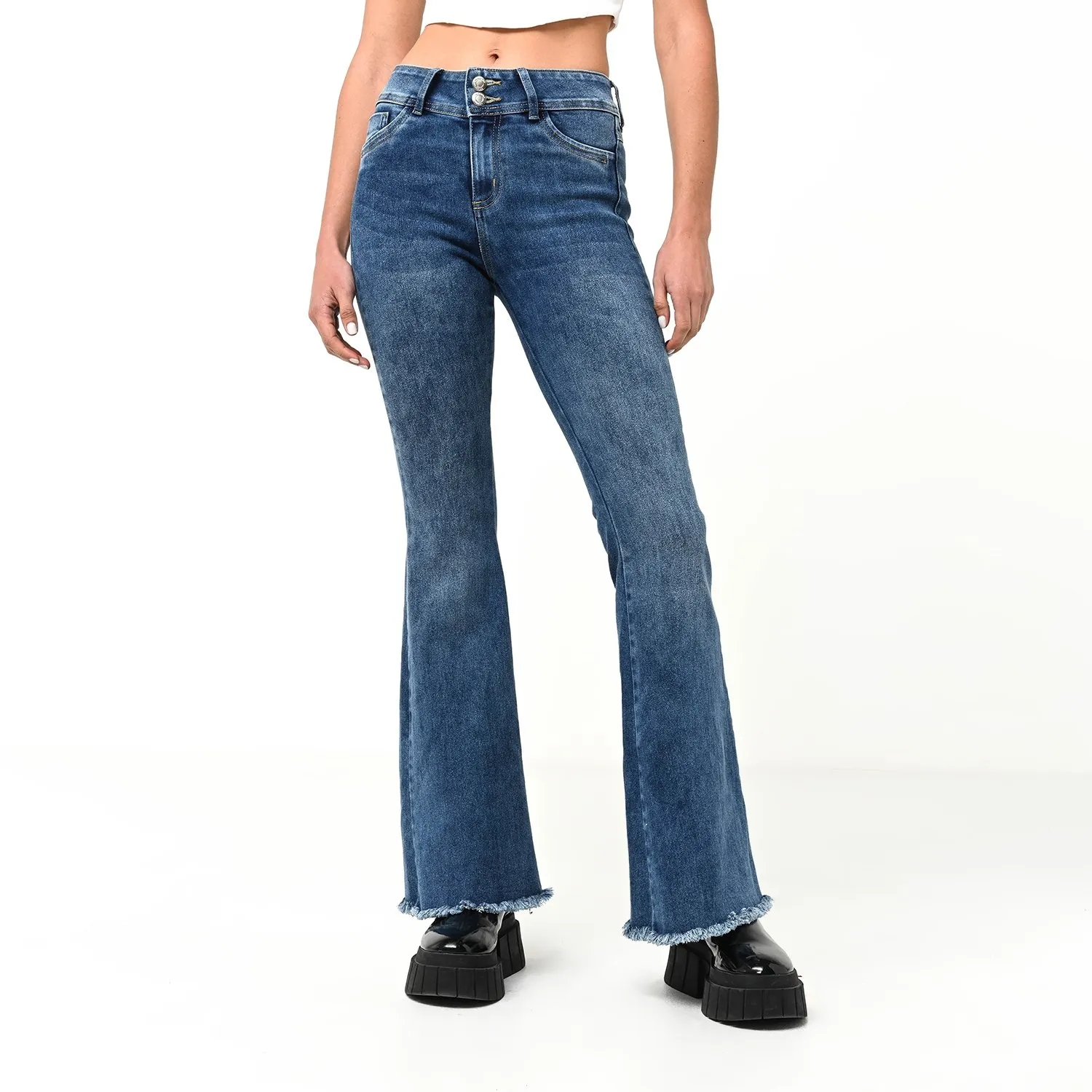 Jeans Flare Pantalones De Tela Falabella Jean Flare Mujer Tiro
