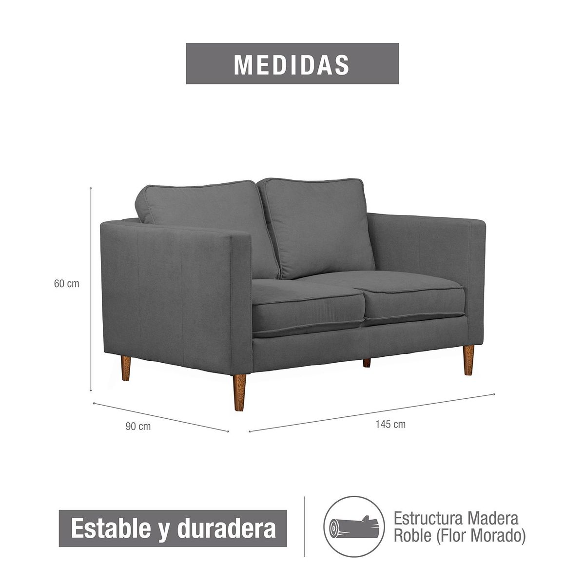 MICA - Sofá Microfibra 2 puestos Madrid