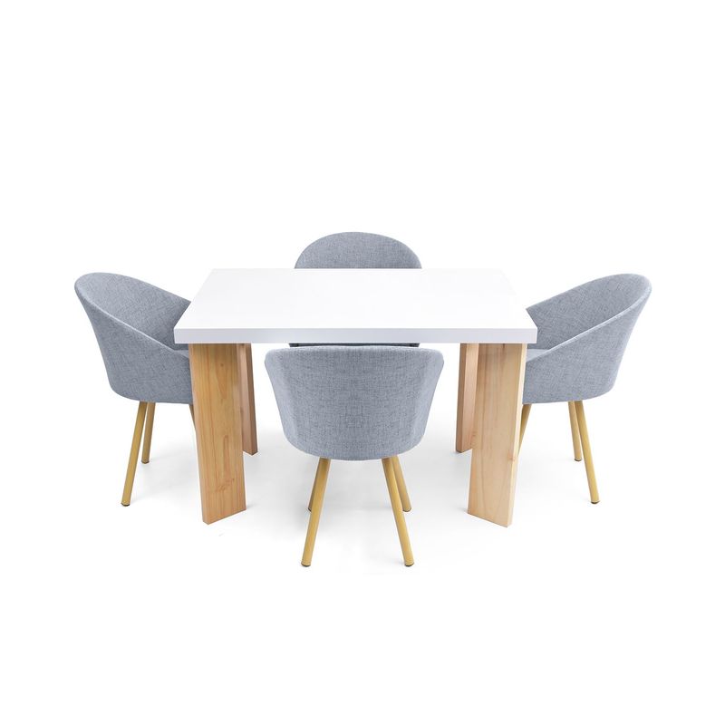 MICA - Juego de Comedor Moderno para 4 Personas Beige (Comedor + 4 Sillas) Mica
