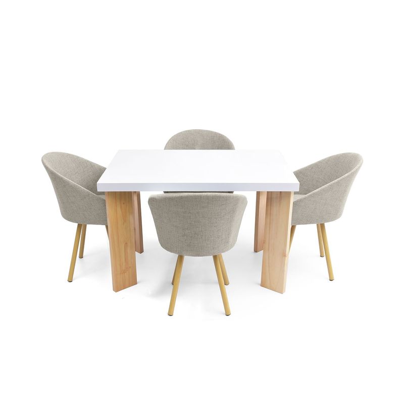 MICA - Juego de Comedor Moderno para 4 Personas Beige (Comedor + 4 Sillas) Mica