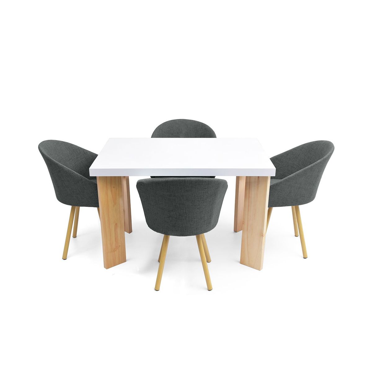 MICA - Juego de Comedor Moderno para 4 Personas Beige (Comedor + 4 Sillas) Mica
