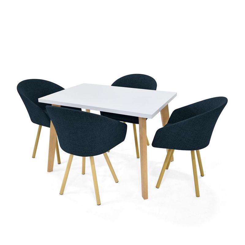 MICA - Juego de Comedor Moderno para 4 Personas Azul (Comedor + 4 Sillas) Mica