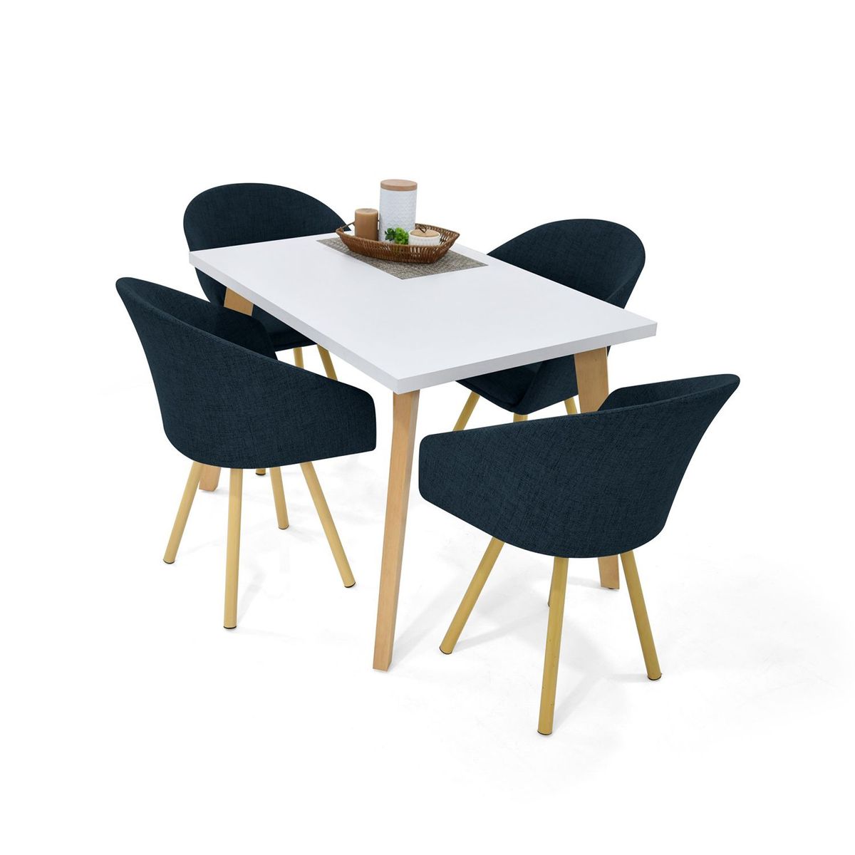 MICA - Juego de Comedor Moderno para 4 Personas Azul (Comedor + 4 Sillas) Mica