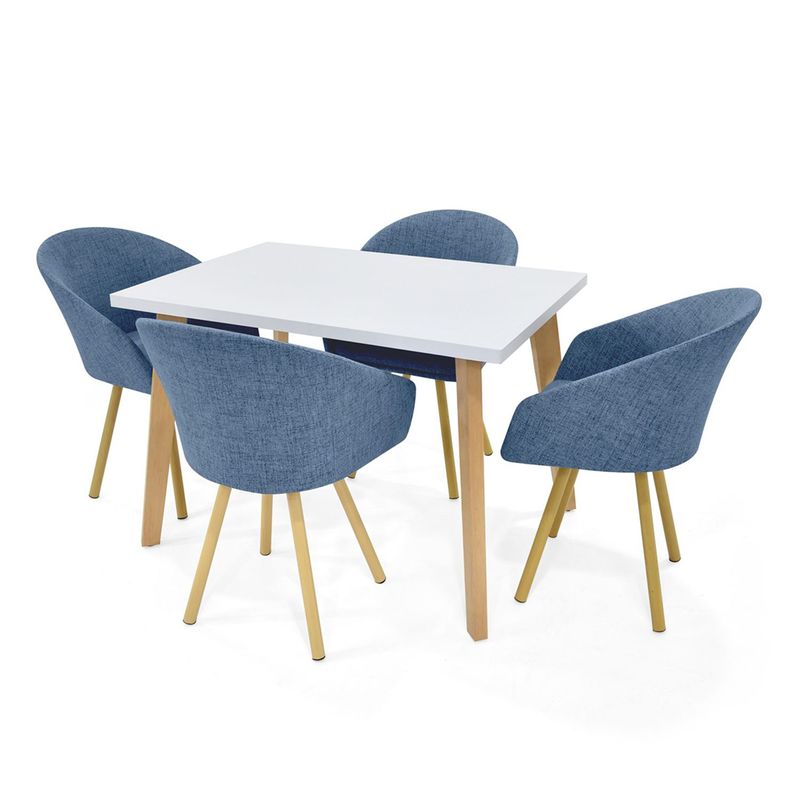 MICA - Juego de Comedor Moderno para 4 Personas Azul (Comedor + 4 Sillas) Mica