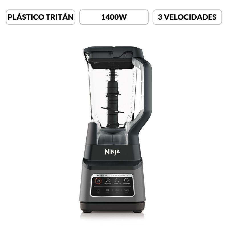NINJA - Licuadora Profesional Ninja BN701 | 3 Velocidades | 3 Programas Predeterminados Auto IQ para Smoothies, Helados y Trituración de Hielo | 1400 W | 1,9 litros | Vaso de Tritán