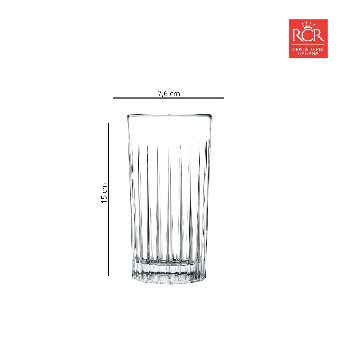 RCR - Vaso de cristal largo RCR: 440 ml 6 piezas