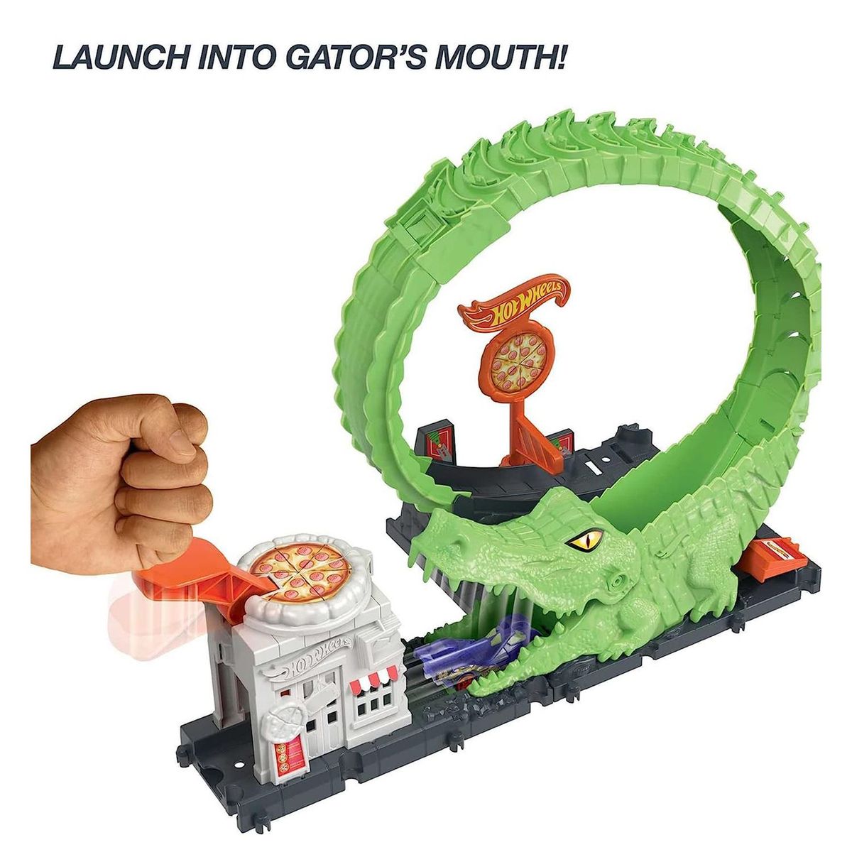HOT WHEELS - Pista de carro Hot Wheels: Ataque de Cocodrilo. Incluye 1 carro
