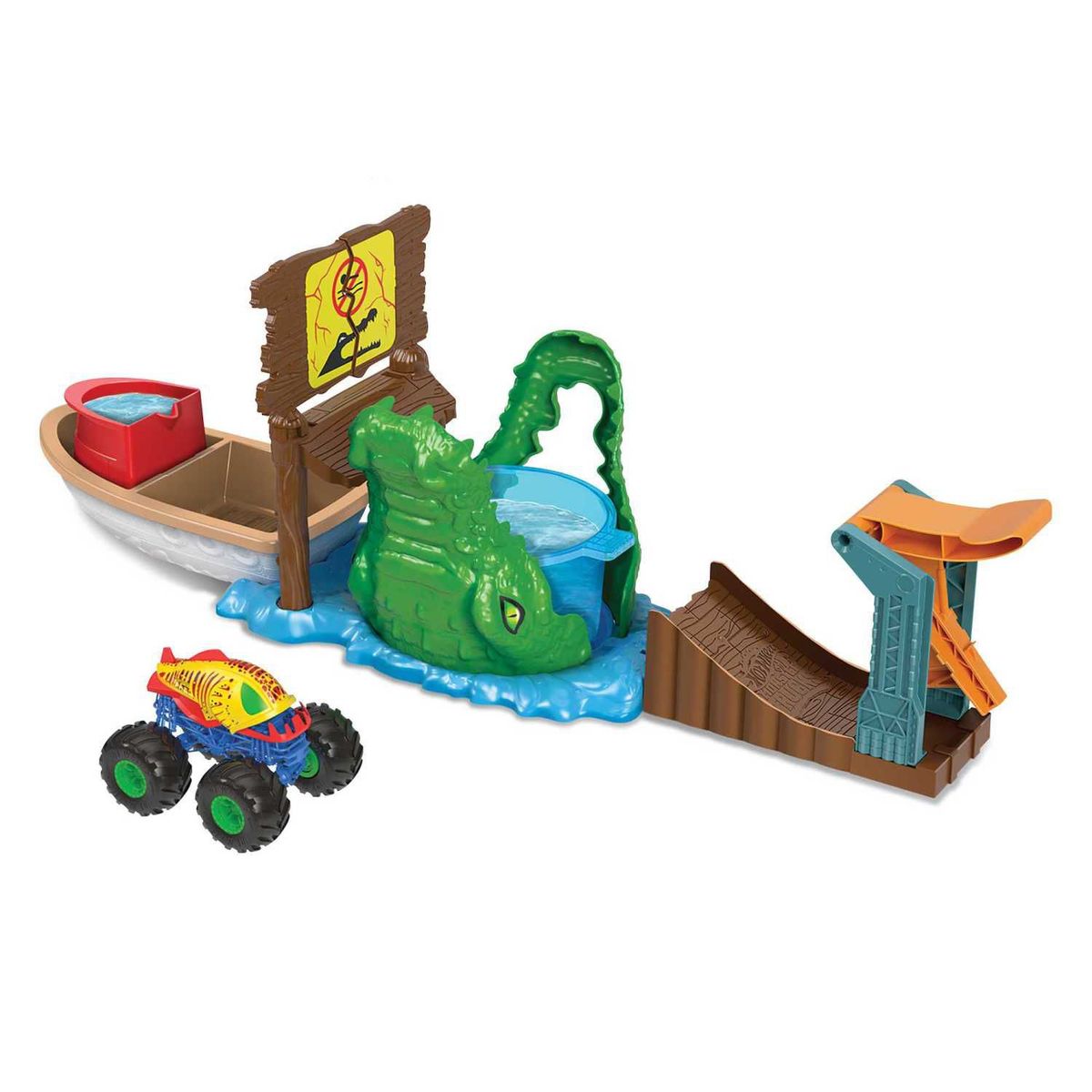 HOT WHEELS - Hot Wheels Pista de Juguete Ataque del Cocodrilo Hambriento