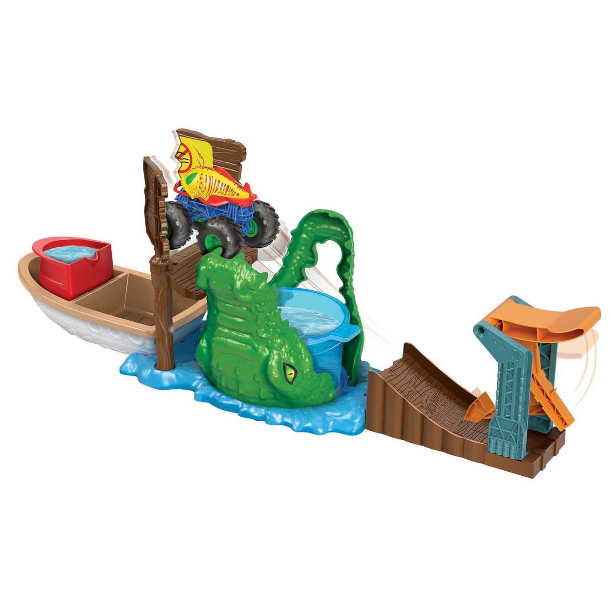HOT WHEELS - Hot Wheels Pista de Juguete Ataque del Cocodrilo Hambriento