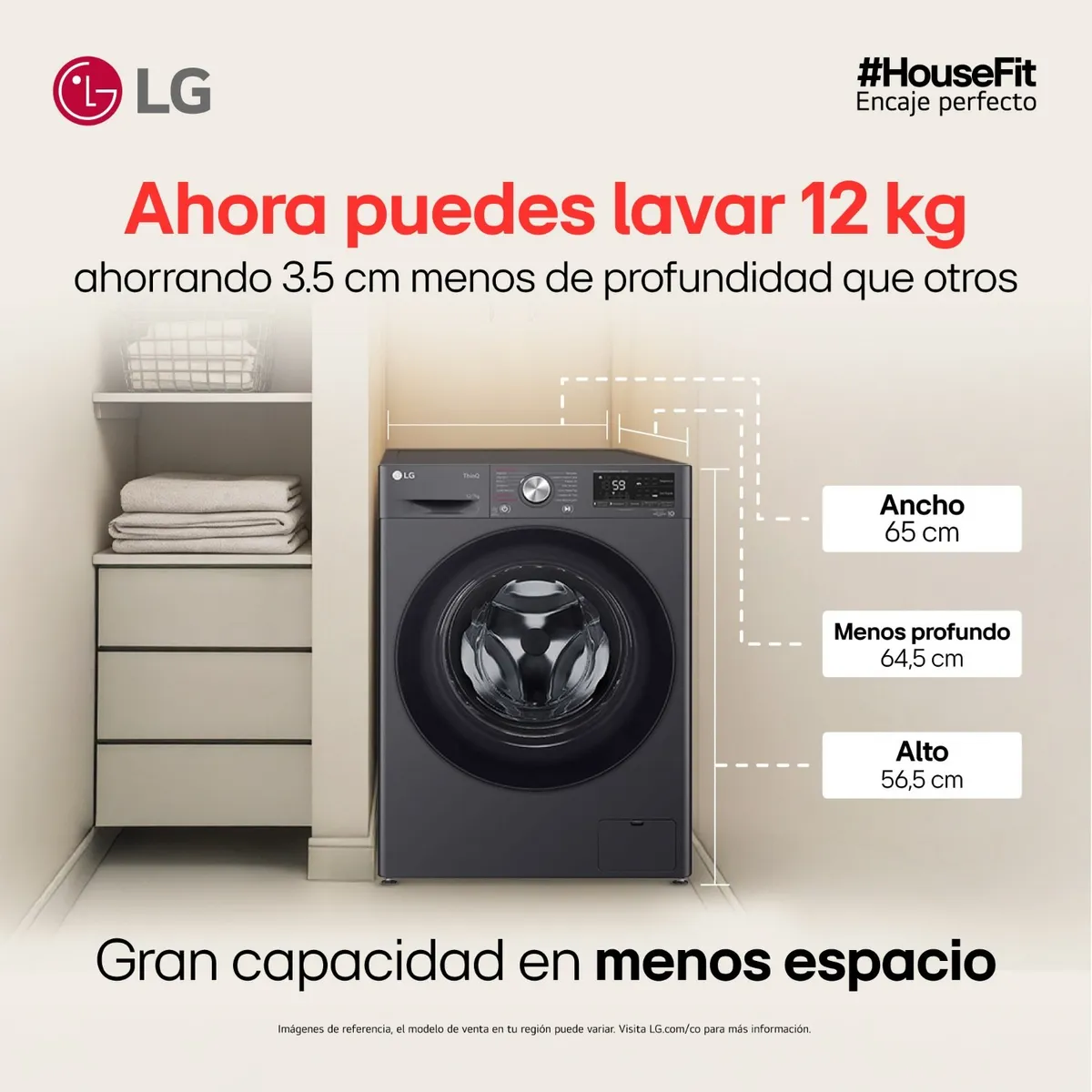 LG - Lavadora Secadora LG Eléctrica 12 kg WD12MVC5S6