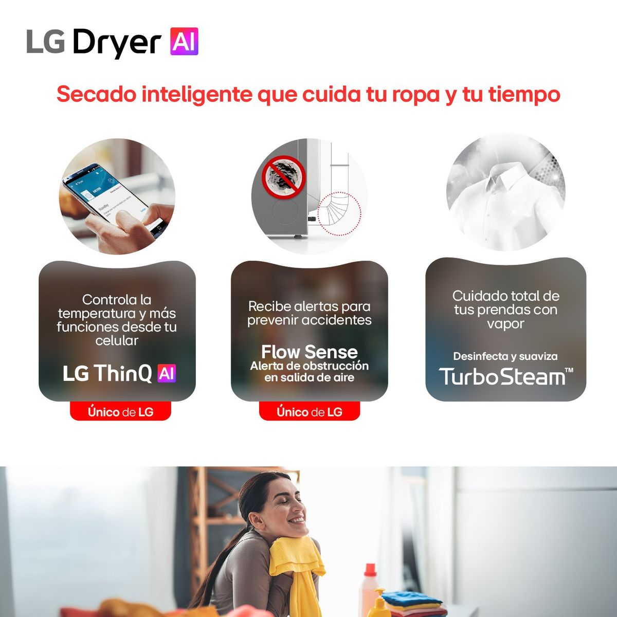 LG - Secadora LG Gas 22 KG DF22VV2R