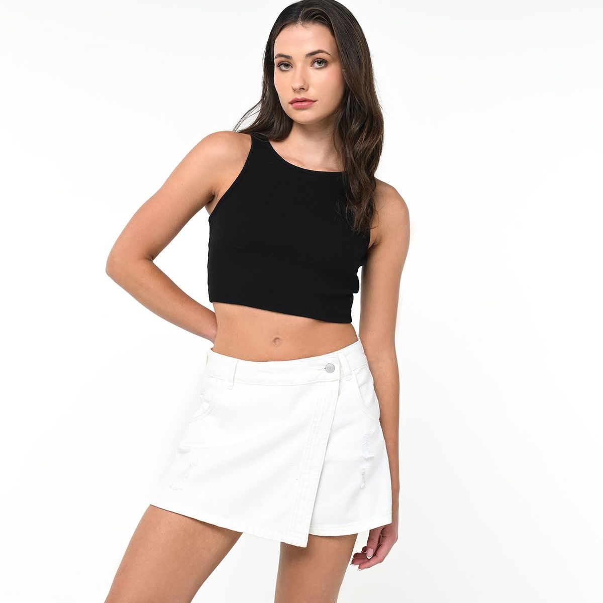 DENIMLAB - Falda short mini Mujer de Algodón Denimlab