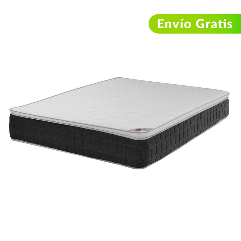 COLCHONES SPRING - Colchón con Base Cama Sencillo Firmeza Media Ortopédico Resortado con Pillow ORX Vital 100 x 190 cm  + Almohada + Protector Colchones Spring 