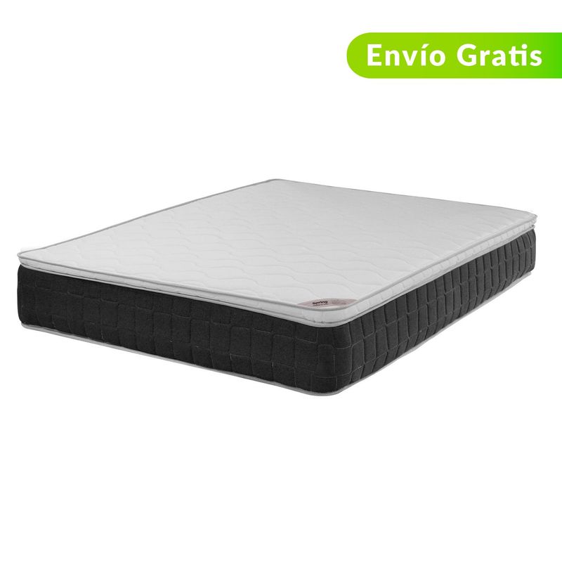 COLCHONES SPRING - Colchón con Base Cama Semidoble Firmeza Media Ortopédico Resortado con Pillow ORX Vital 120 x 190 cm  + Almohada + Protector Colchones Spring 