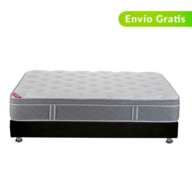 COLCHONES SPRING - Colchón con Base Cama Sencillo Firme Ortopédico Resortado con Pillow Fenix 100 x 190 cm  + Almohada + Protector Colchones Spring 