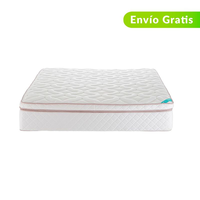 COLCHONES SPRING - Colchón Queen Firmeza Suave Ortopédico Resortado con Pillow Boreal 160 x 190 cm  + Almohada + Protector Colchones Spring  - 0% Interés a 3 Cuotas Pagando con tu CMR Banco Falabella