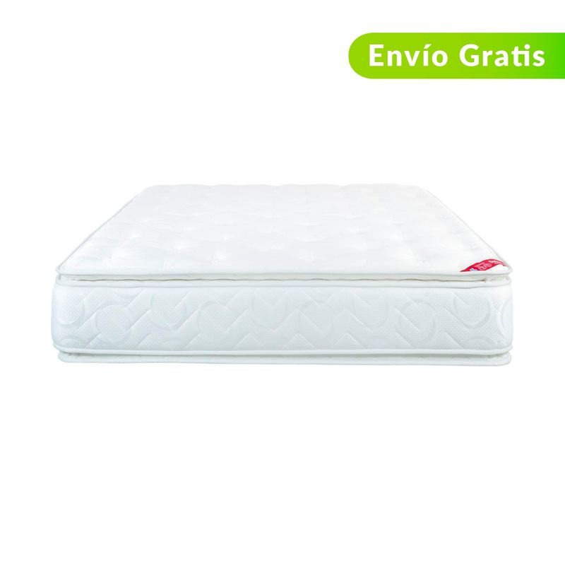 COLCHONES SPRING - Colchón Doble Firmeza Media Ortoédico con Doble Pillow Resortado Supreme 140 x 160 cm + Protector Colchones Spring - 0% Interés a 3 Cuotas Pagando con tu CMR Banco Falabella
