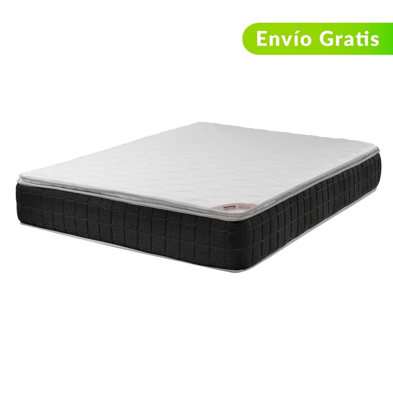 COLCHONES SPRING - Colchón con Base Cama Semidoble Firmeza Media Ortopédico con Pillow Resortado Orx Vital 120 x 190 cm + Protecto Colchones Spring