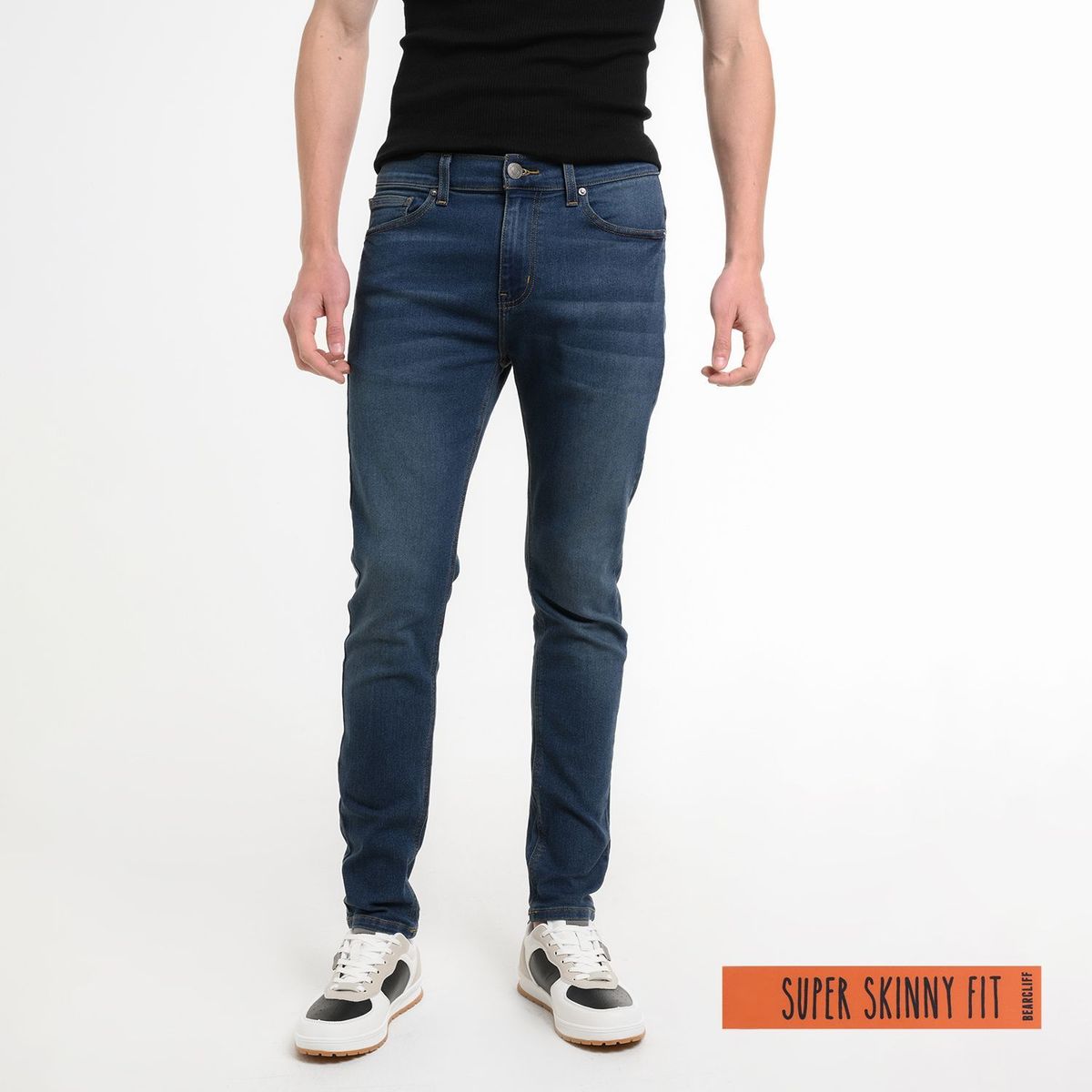 BEARCLIFF - Jean 5 Bolsillos para Hombre Super skinny Largo 32 Bearcliff