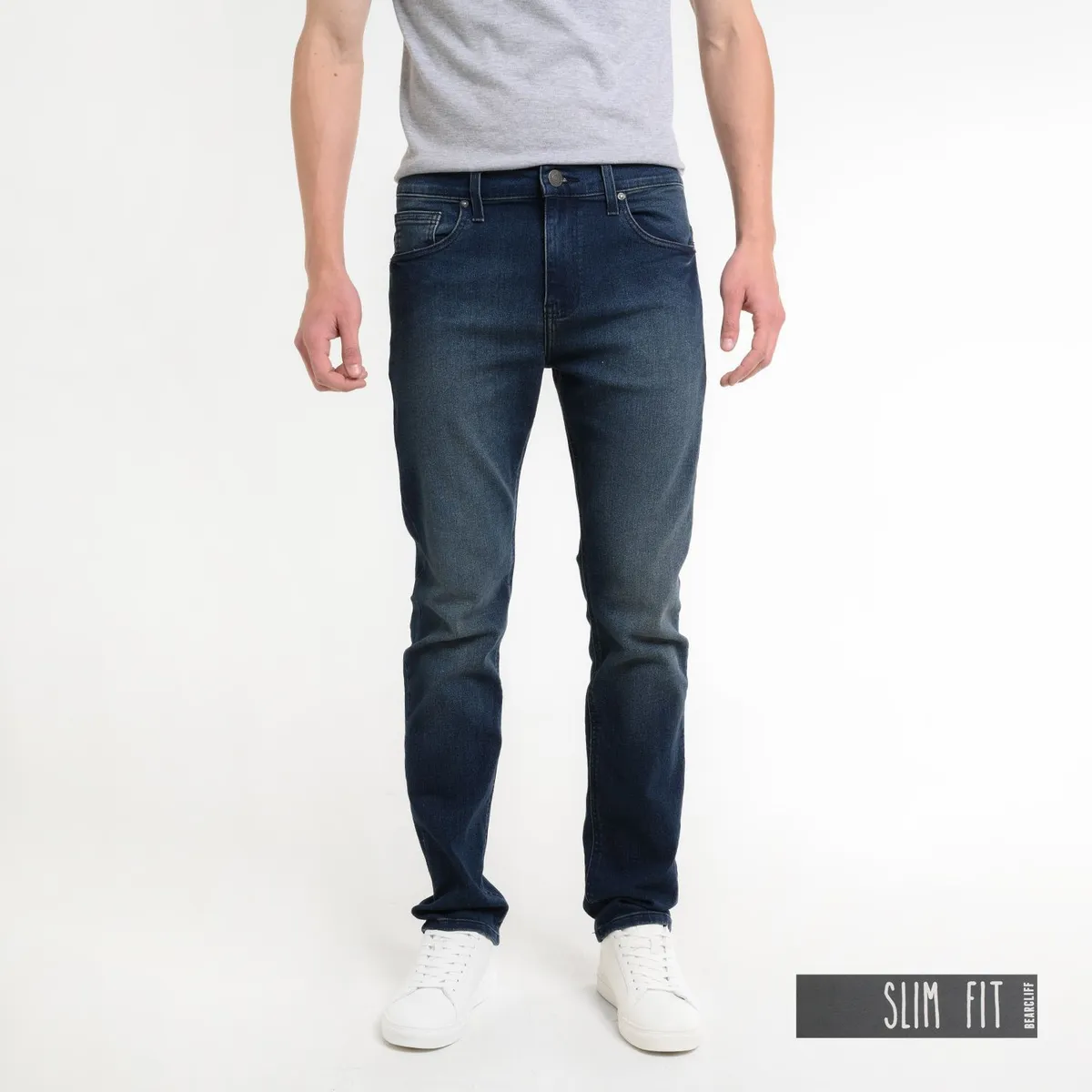 BEARCLIFF - Jean 5 Bolsillos Hombre Slim de Algodón Largo 32 Bearcliff