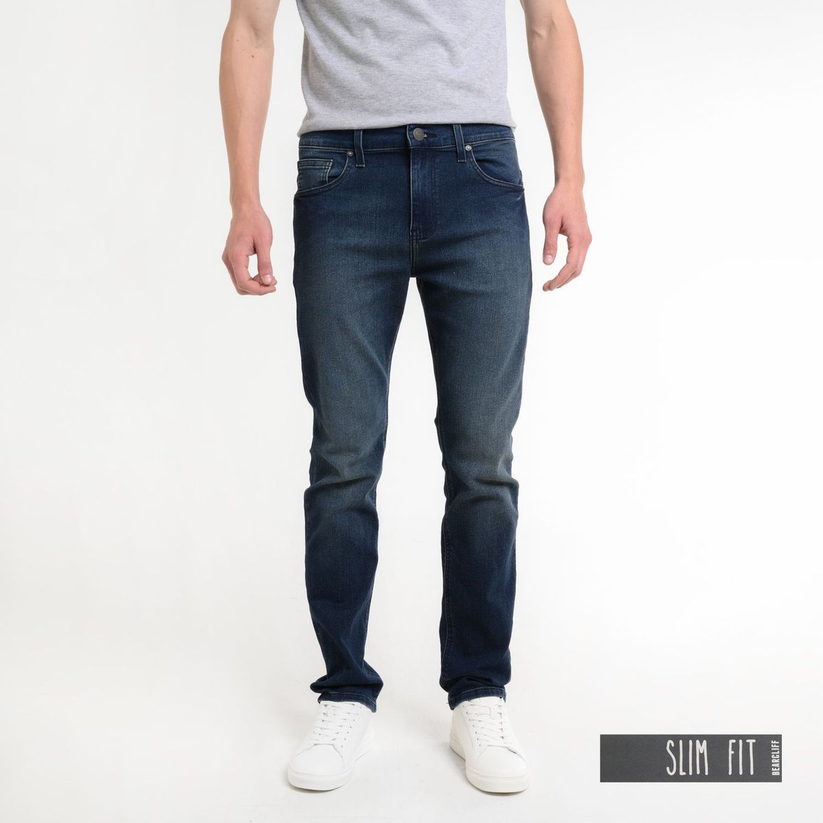 BEARCLIFF - Jean 5 Bolsillos Hombre Slim de Algodón Largo 32 Bearcliff