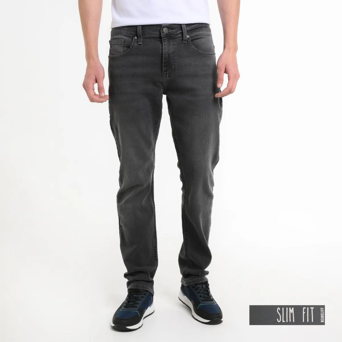 BEARCLIFF - Jean 5 Bolsillos Hombre Slim de Algodón Largo 32 Bearcliff