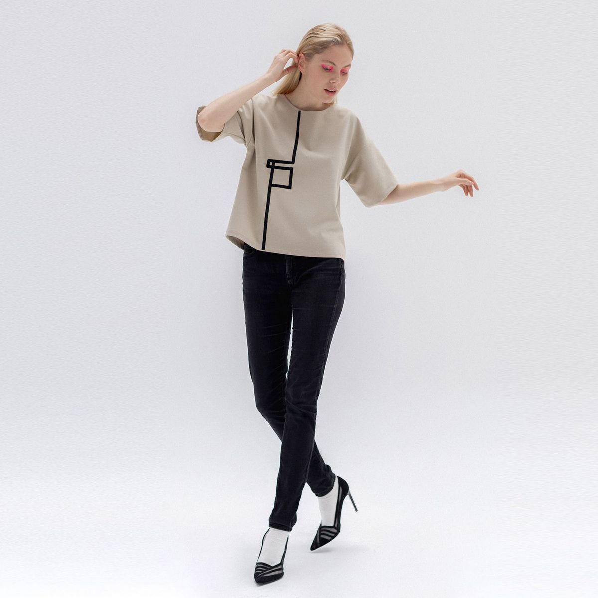 BEMONOCROMO - Blusa Manga corta Poliéster reciclado BeMonocromo Mujer