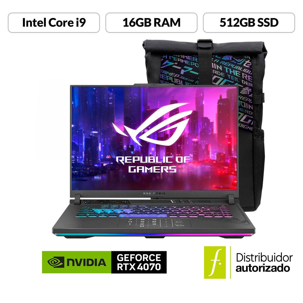 ASUS - Portátil Gamer ROG Strix G16 | GeForce RTX 4070 | Intel Core i9 | 16GB RAM | 512GB SSD Almacenamiento |Windows 11 |16 pulgadas |  Zephyrus G14 G614JI-N3139W Asus | Computador Portátil  + Game Pass