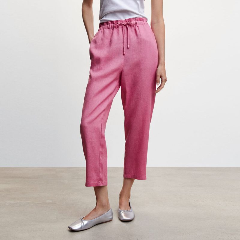 MANGO - Pantalon jogger de lino para mujer MANGO