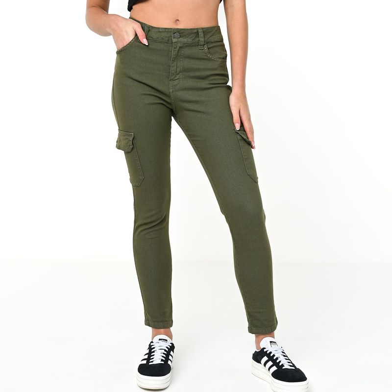 DENIMLAB - Jean Skinny para Mujer Tiro medio Cargo de Algodón Denimlab