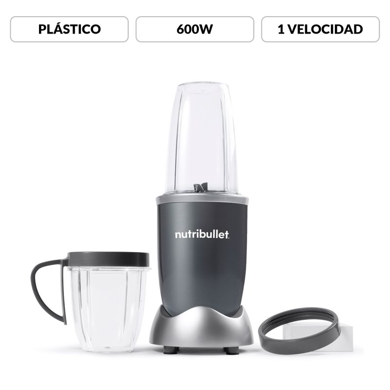 NUTRIBULLET - Licuadora Personal Nutribullet Gris NB600 |  600W |  0.55 Lt |  Recipiente de Plástico