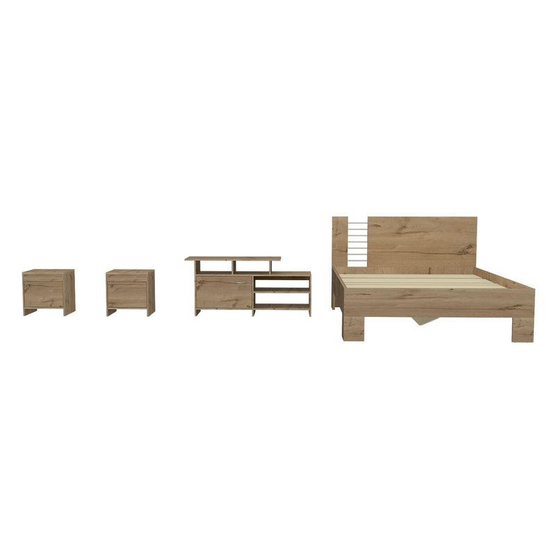 RTA MUEBLES - Combo Cama Doble con Cabecero + 2 Mesas de Noche + Rack de TV RTA Muebles