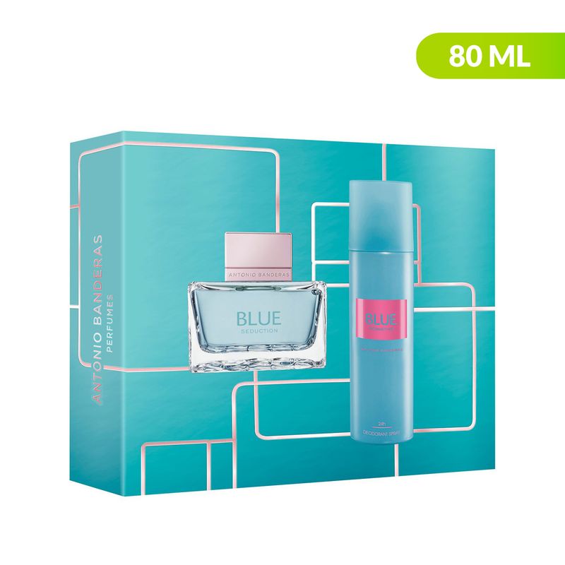 ANTONIO BANDERAS - Estuche Perfume Banderas Mujer Blue Seduction Wave 80ml EDT + Desodorante 150ml 