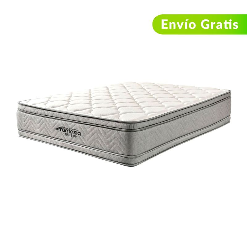 COLCHONES FANTASIA - Colchón Queen Firmeza Suave Ortopédico Resortado con Doble Pillow Maximum 160 x 190 cm Colchones Fantasía