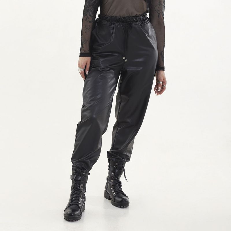 OCULTA ATELIER - Pantalón Efecto cuero Tiro alto para Mujer