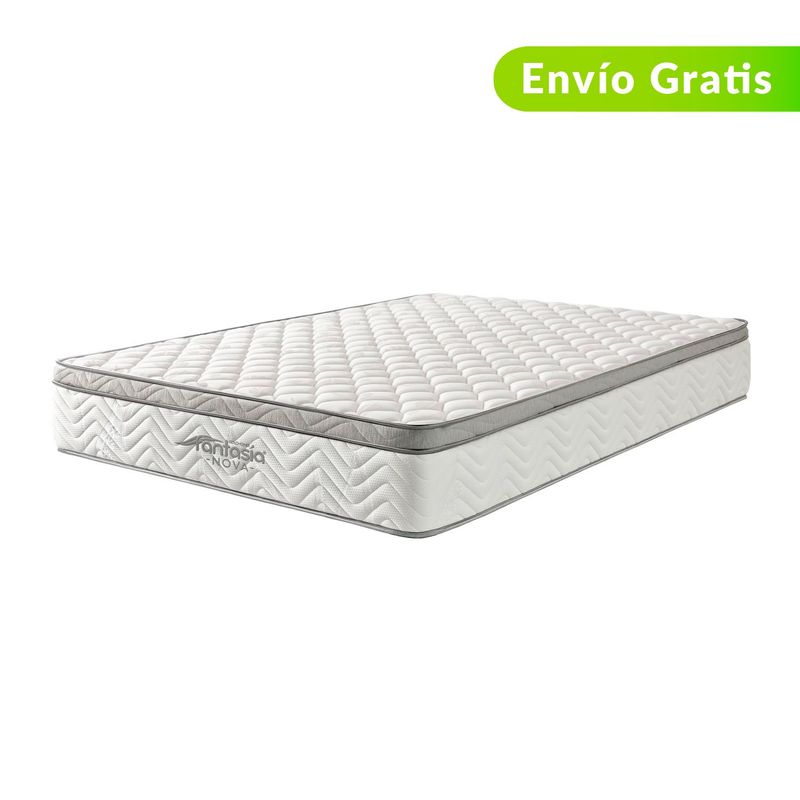 COLCHONES FANTASIA - Colchón Queen Firmeza Media Ortopédico Resortado con Pillow Nova 160 x 190 cm Colchones Fantasía