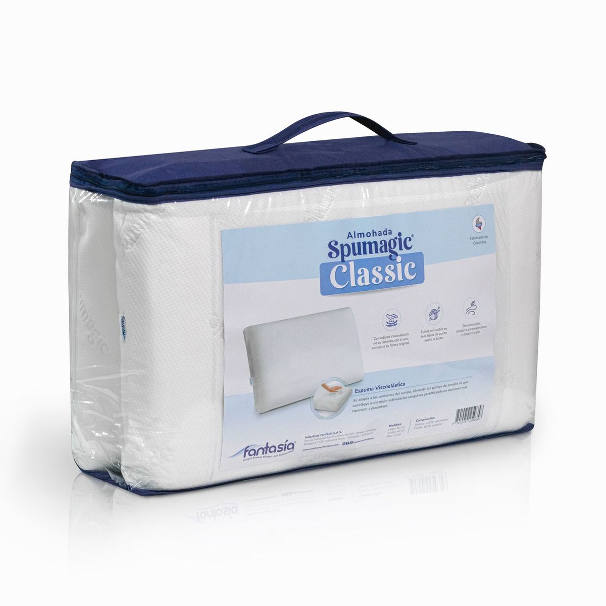 COLCHONES FANTASIA - Almohada Set X2 en Memory Foam, Firmeza Media 60 X 46 cm Colchones Fantasía Spumagic Classi