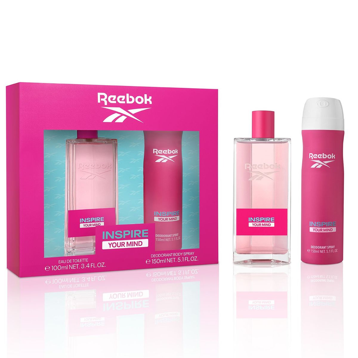 REEBOK - Set de Perfume Mujer Inspire Your Mind Reebok Eau toilette 100 ml + Body Spray 150 ml 