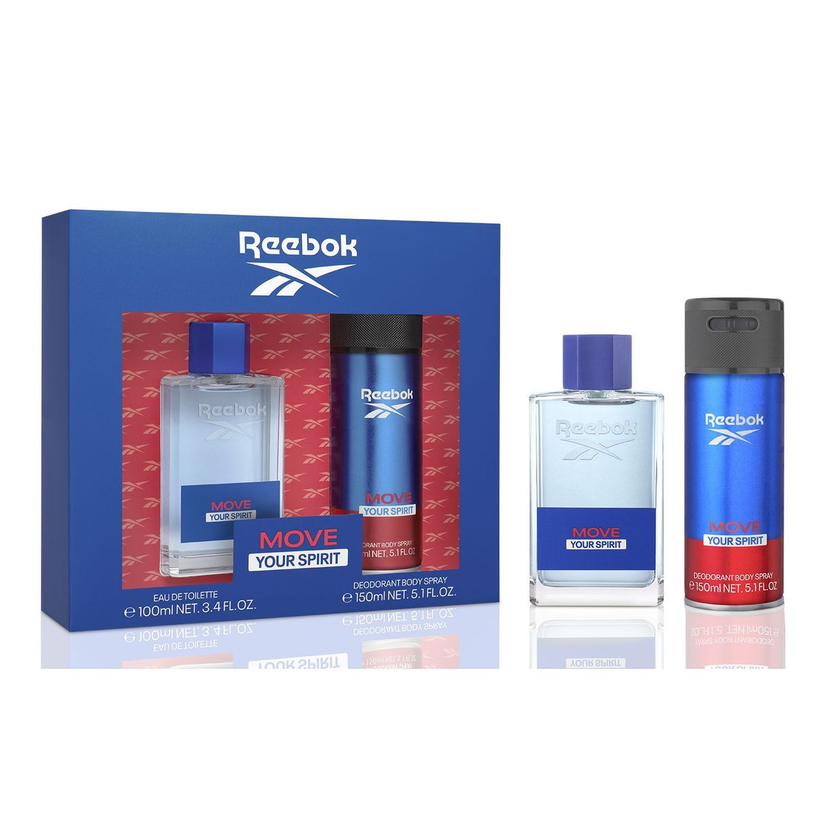 REEBOK - Set de Perfume Hombre Move Your Spirit Reebok Eau de toilette 100 ml + Body Spray 150 ml 