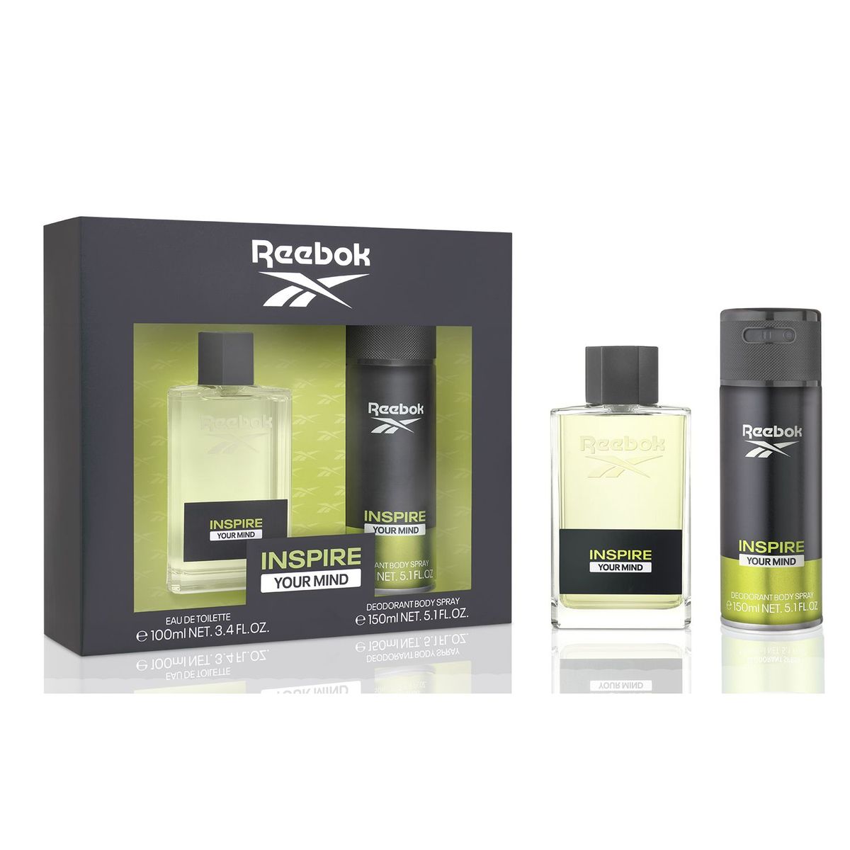 REEBOK - Set de Perfume Hombre Inspire Your Mind Reebok Eau de toilette 100 ml + Body Spray 150 ml 